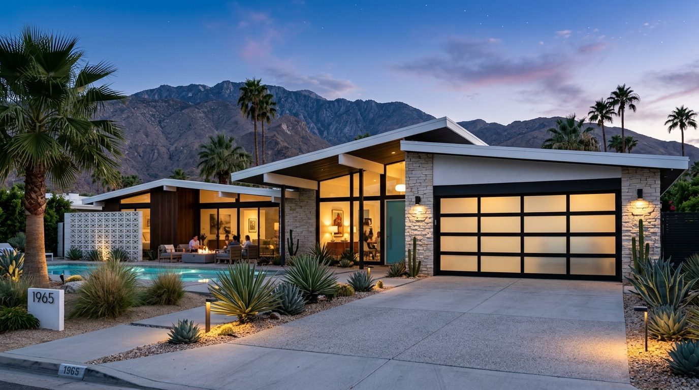 Morgan Garage Door Services Exterior Closed Garage Door at Twilight